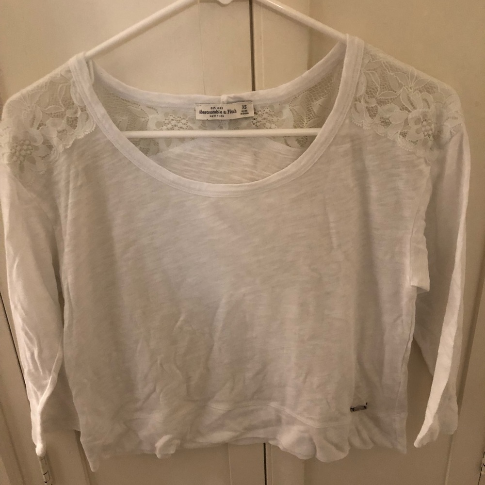abercrombie and fitch white lacy blouse size xs